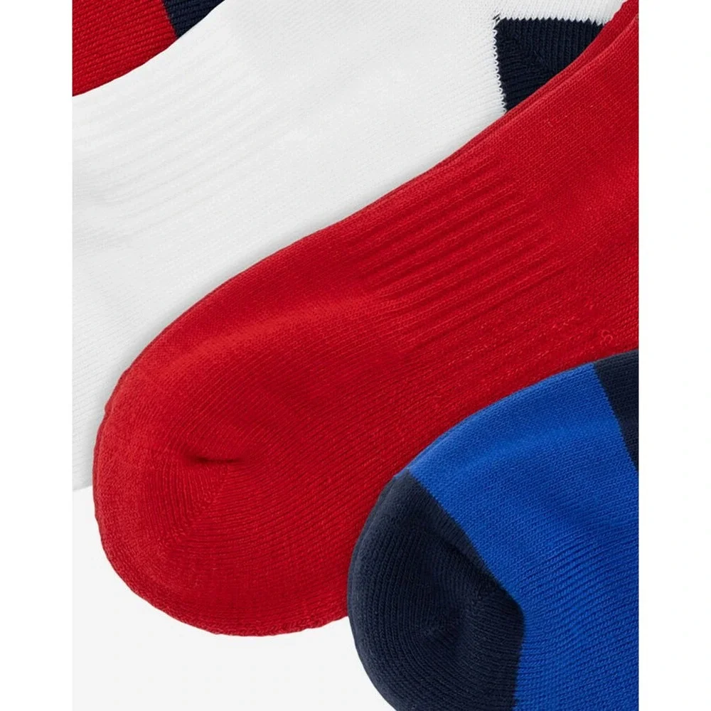 Polo Ralph Lauren Mens 6 Pack Performance Quarter Socks USA Flag Red White Blue